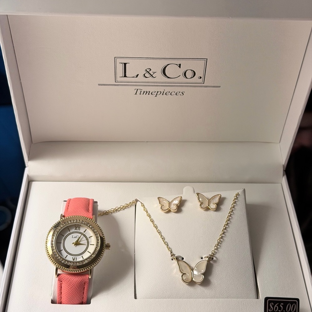 Women's Pink and Gold Watch Set